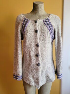Grey Alpaca Knit Button Cardigan Ecco Exe M QuietLuxury